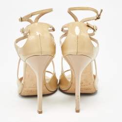 Jimmy Choo Beige Patent Leather Lance Sandals Size 37