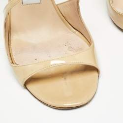 Jimmy Choo Beige Patent Leather Lance Sandals Size 37