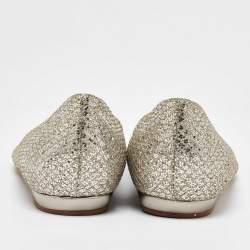 Pre Owned Jimmy Choo Two Tone Coarse Glitter Fabric Beck Peep Toe Flats Size 36