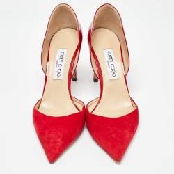 Pre Owned Jimmy Choo Red Suede and Patent Leather Darylin Pumps Size 41