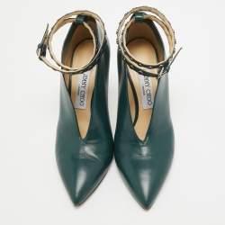 Jimmy Choo Green Leather Lark Ankle Strap Pumps Size 36.5