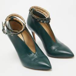 Jimmy Choo Green Leather Lark Ankle Strap Pumps Size 36.5