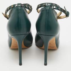 Jimmy Choo Green Leather Lark Ankle Strap Pumps Size 36.5