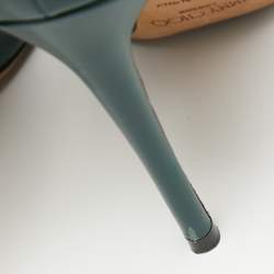 Jimmy Choo Green Leather Lark Ankle Strap Pumps Size 36.5