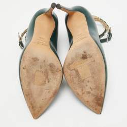 Jimmy Choo Green Leather Lark Ankle Strap Pumps Size 36.5