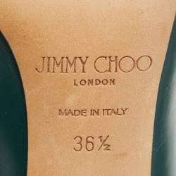 Jimmy Choo Green Leather Lark Ankle Strap Pumps Size 36.5