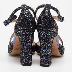 Jimmy Choo Purple Coarse Glitter Carrie Sandals Size 40