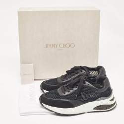 Jimmy Choo Black Mesh and Suede Memphis Lace Up Sneakers Size 38