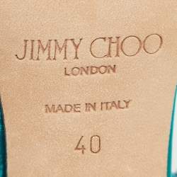 Pre Owned Jimmy Choo Blue Patent Leather Saeda Crystal Embellished Pointed Toe Pumps 40