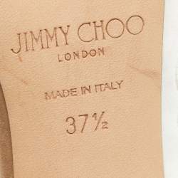 Pre Owned Jimmy Choo White Laser Cut Fabric and PVC Romy Pumps Size 37.5