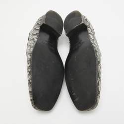 Jimmy Choo Silver/Black Glitter Fabric Sache JC Monogram Smoking Slippers Size 39