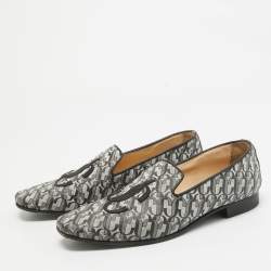 Jimmy Choo Silver/Black Glitter Fabric Sache JC Monogram Smoking Slippers Size 39