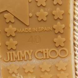 مملوكة مسبقًا صندل جيمي تشو بينا جلد وردي منقوش مقاس 37