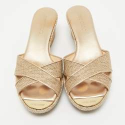 مملوكة مسبقًا صندل جيمي تشو بينا جلد وردي منقوش مقاس 37