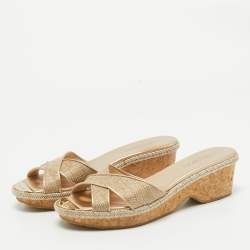 مملوكة مسبقًا صندل جيمي تشو بينا جلد وردي منقوش مقاس 37