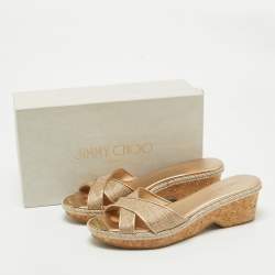 مملوكة مسبقًا صندل جيمي تشو بينا جلد وردي منقوش مقاس 37