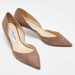 Pre Owned Jimmy Choo Grey Suede D'orsay Pointed Toe Pumps Size 38.5