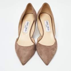 Pre Owned Jimmy Choo Grey Suede D'orsay Pointed Toe Pumps Size 38.5