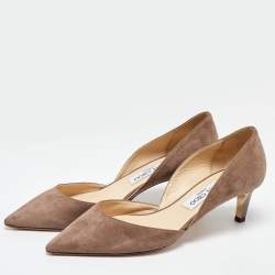 Pre Owned Jimmy Choo Grey Suede D'orsay Pointed Toe Pumps Size 38.5