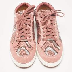 Jimmy Choo Pink Python and Suede Miami Sneakers Size 40