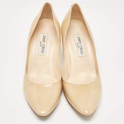 Pre Owned Jimmy Choo Beige Patent Leather Pumps Size 41