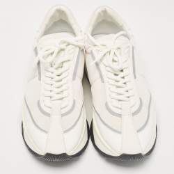 Jimmy Choo White Fabric and Leather Raine Lace Up Sneakers Size 41.5