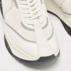 Jimmy Choo White Fabric and Leather Raine Lace Up Sneakers Size 41.5