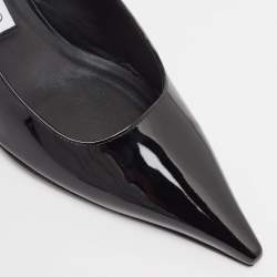 Pre Owned Jimmy Choo Black Patent Leather Slingback Pointed Toe Pumps Size 38