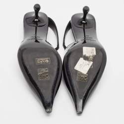 Pre Owned Jimmy Choo Black Patent Leather Slingback Pointed Toe Pumps Size 38