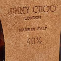 Pre Owned Jimmy Choo Brown Printed Patent Leather Nova Slingback Sandals Size 40.5