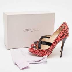 Jimmy Choo Pink Patent Leather Gesture Peep Toe Pumps Size 38.5