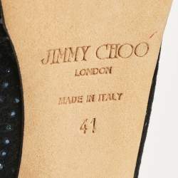 Jimmy Choo Black Embellished Suede Peep Toe Platorm Slingback Pumps Size 41