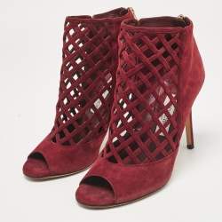 Jimmy Choo Burgundy Suede Ankle Length Boots Size 39