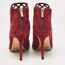 Jimmy Choo Burgundy Suede Ankle Length Boots Size 39