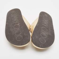 Pre Owned Jimmy Choo Metallic Gold Leather Flat Slides Size 38