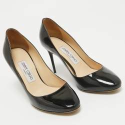 مملوكة مسبقًا Jimmy Choo Black Patent Aza Kitten Pointed Toe Pumps Size 37