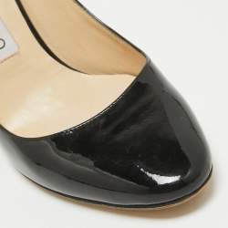مملوكة مسبقًا Jimmy Choo Black Patent Aza Kitten Pointed Toe Pumps Size 37