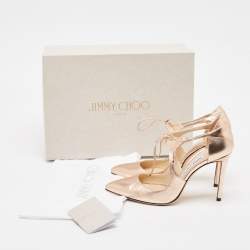 Pre Owned Jimmy Choo Rose Gold Leather Vanessa Pumps Size 37.5