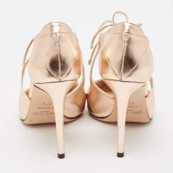 Pre Owned Jimmy Choo Rose Gold Leather Vanessa Pumps Size 37.5