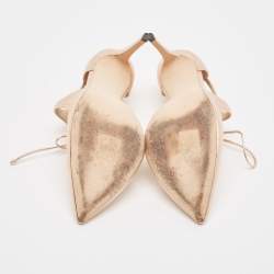 Pre Owned Jimmy Choo Rose Gold Leather Vanessa Pumps Size 37.5