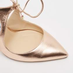 Pre Owned Jimmy Choo Rose Gold Leather Vanessa Pumps Size 37.5