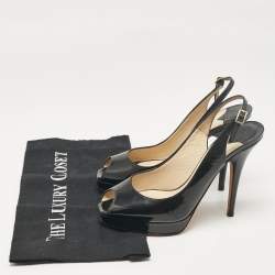 Jimmy Choo Black Patent Leather Nova Peep Toe Pumps Size 36.5