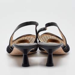 Pre Owned Jimmy Choo Black Leather and Mesh Amita Slingback Pumps Size 39