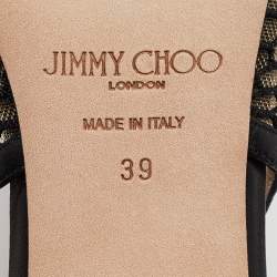 Pre Owned Jimmy Choo Black Leather and Mesh Amita Slingback Pumps Size 39
