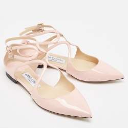 Jimmy Choo Pink Patent Leather Ballet Flats Size 37.5