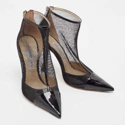 مملوكة مسبقًا Jimmy Choo Black Mesh and Patent Leather Ankle Boots Size 42