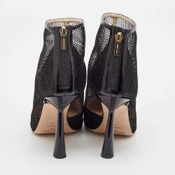 مملوكة مسبقًا Jimmy Choo Black Mesh and Patent Leather Ankle Boots Size 42