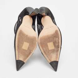 مملوكة مسبقًا Jimmy Choo Black Mesh and Patent Leather Ankle Boots Size 42