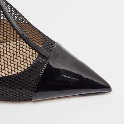 مملوكة مسبقًا Jimmy Choo Black Mesh and Patent Leather Ankle Boots Size 42