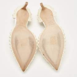 Pre Owned Jimmy Choo Cream Faux Pearl and Satin D'orsay Pumps Size 37.5